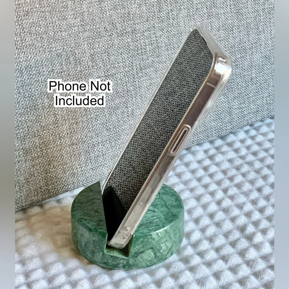 New Natural Green Marble Stone Cell Phone Heavy Freestanding Holder Stand